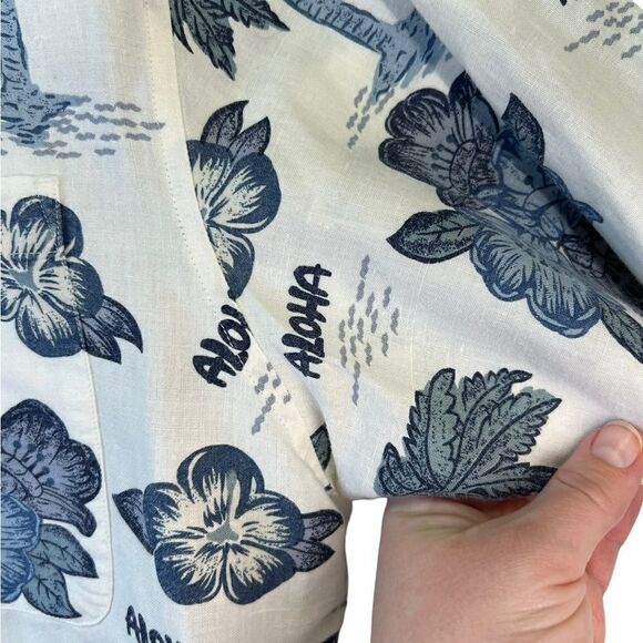 Vtg 90s Bugle Boy Hawaiian raime cotton blend Short Sleeve Button down aloha L - Picture 6 of 15